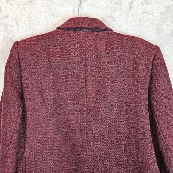 Vintage Saville Womens 8 Burgundy Wool Blazer Skirt Suit Set Career Professional - Picture 4 of 15